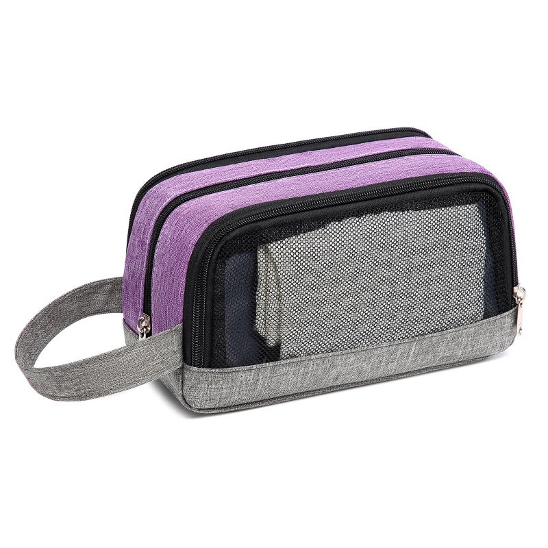 Yeiotsy Dopp Kit for Men - Color Clash Travel Toiletry Organizer with Mesh Pockets, Durable Shaving bag for Gym & Camping (Purple) - Image 3